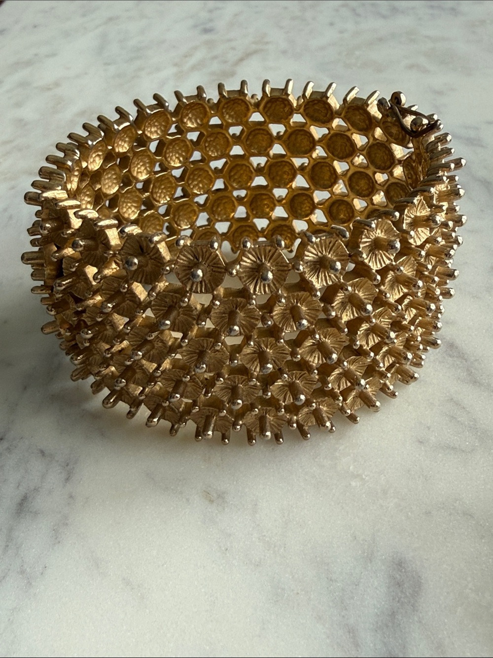 Offer! Vintage atomic era MCM Castlecliff gold anemone brooch bracelet earrings - Picture 5 of 10